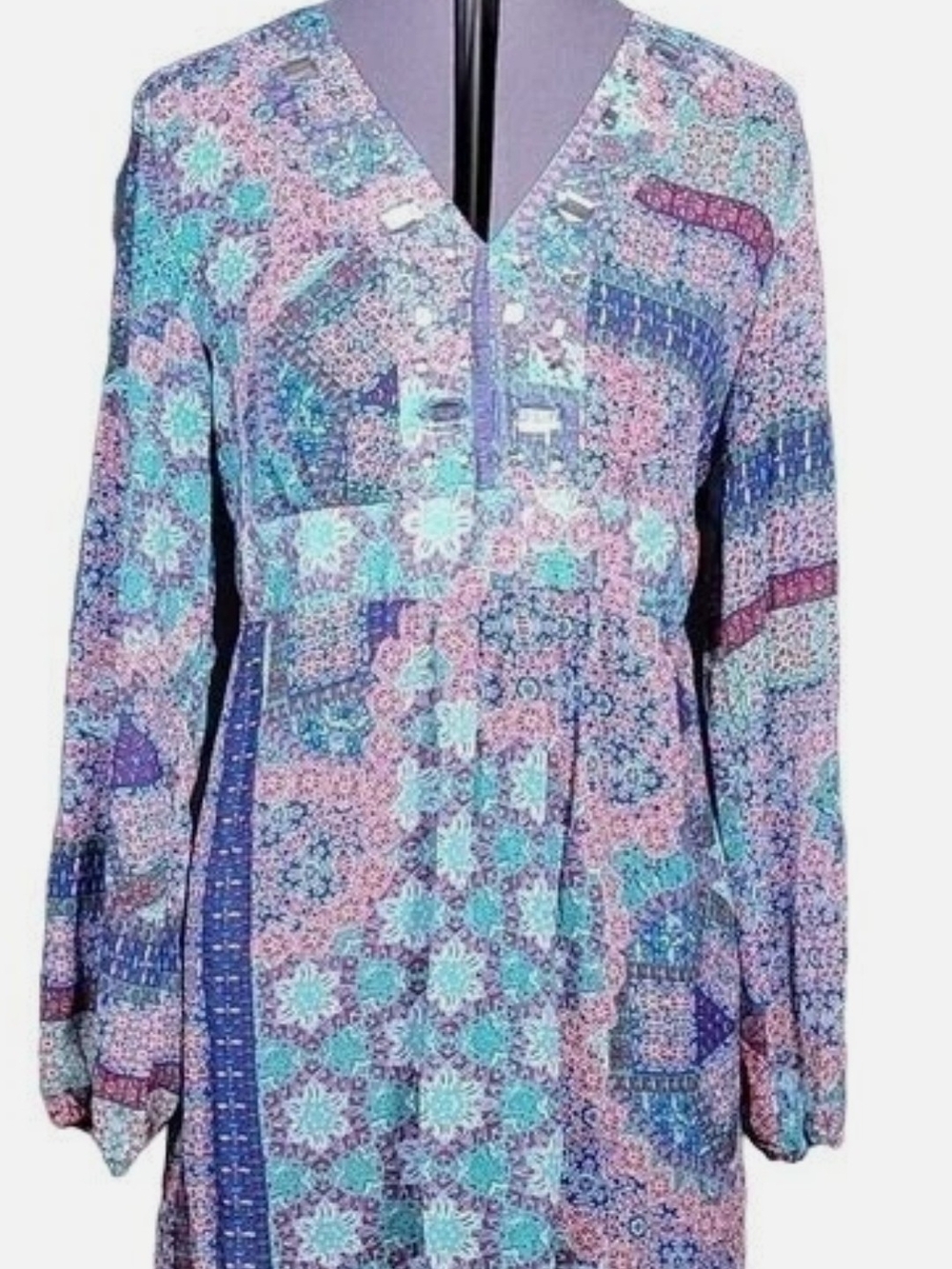 Linea Domani Long-Sleeve Dress - Blue/Pink